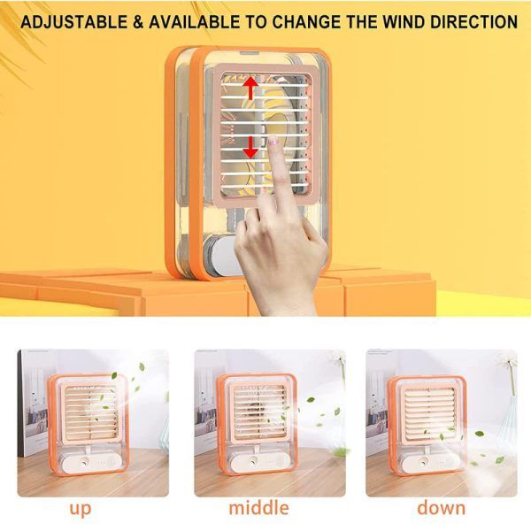 Type C Rechargeable Portable Desktop Air Conditioner With 3 Speed Spray Humidifier Purifier mini Fan