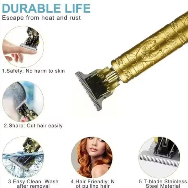 Metal Body – T9 Trimmer And Hair Clipper Cutting Machine For Men | Random Design | Golden Color Trimmer